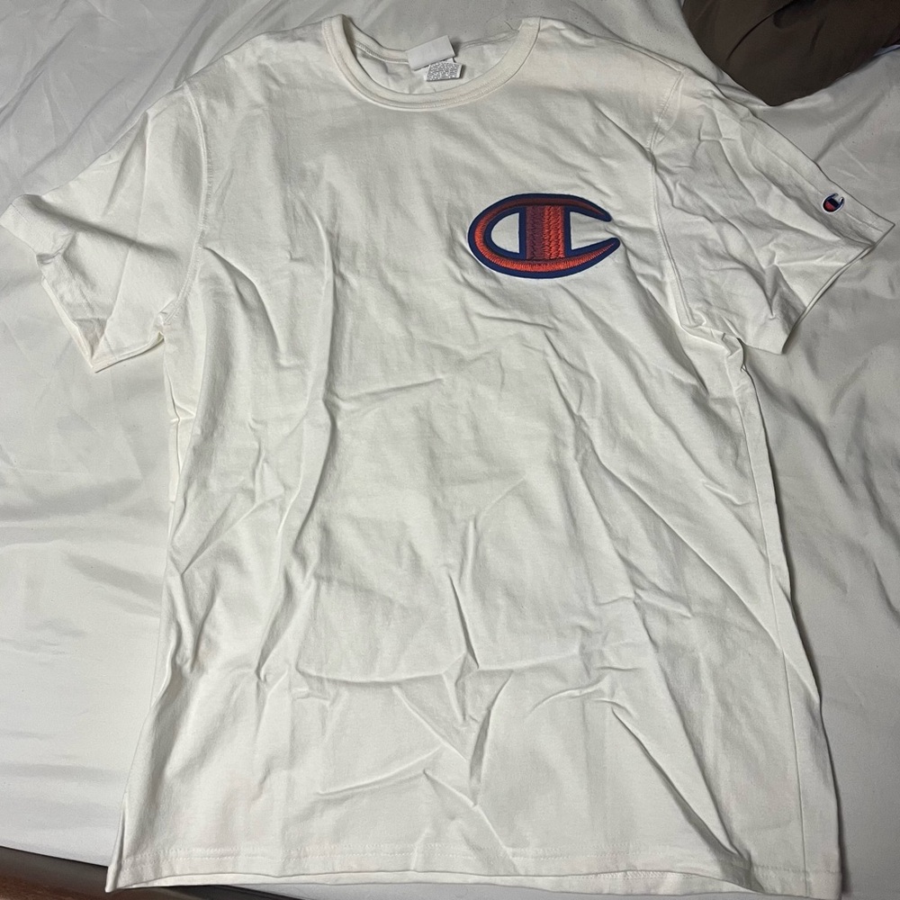 Champion Mens Large White T-Shirt with Logo